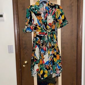 Vintage inspired Eva Franco wrap front shirt dress size medium petite